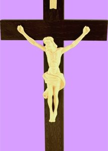 Wood Grained Cross 8 inch Brown & Tan