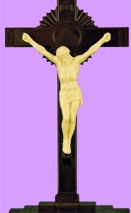 Sunburst Cross w/base 6 inch - Brown & Tan