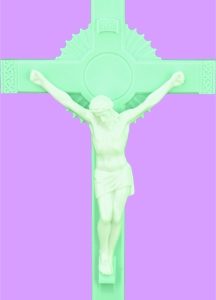 Sunburst Cross 6 inch - Blue & White