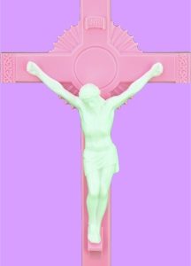 Sunburst Cross 6 inch - Pink & White