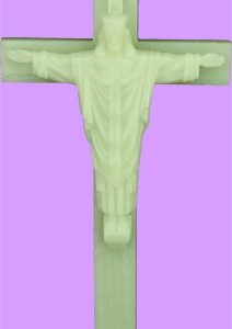 Wood Grained Cross 8 inch  w/Christ The King - Luminous