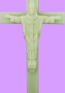 Wood Grained cross 12 inch w/christ the King - Luminous